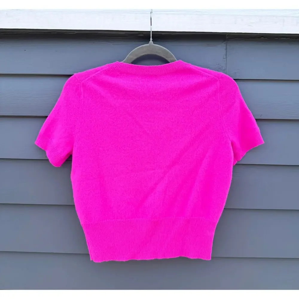 J.CREW Cashmere shrunken T-shirt Wild Peony Hot Pink XS - Picture 4 of 4